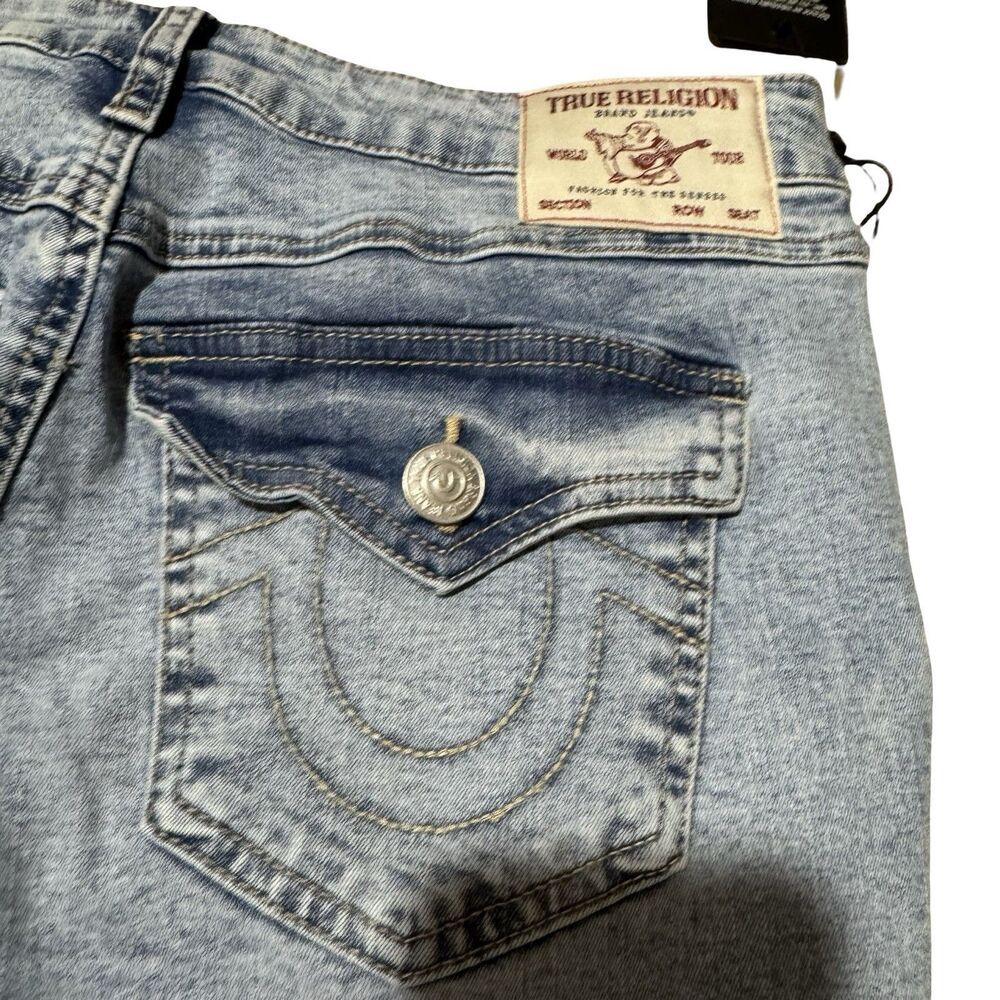 NWT True Religion Womens Joey Mid Rise SN Flap Flare Jean Size 29 Two Tone - Picture 13 of 16
